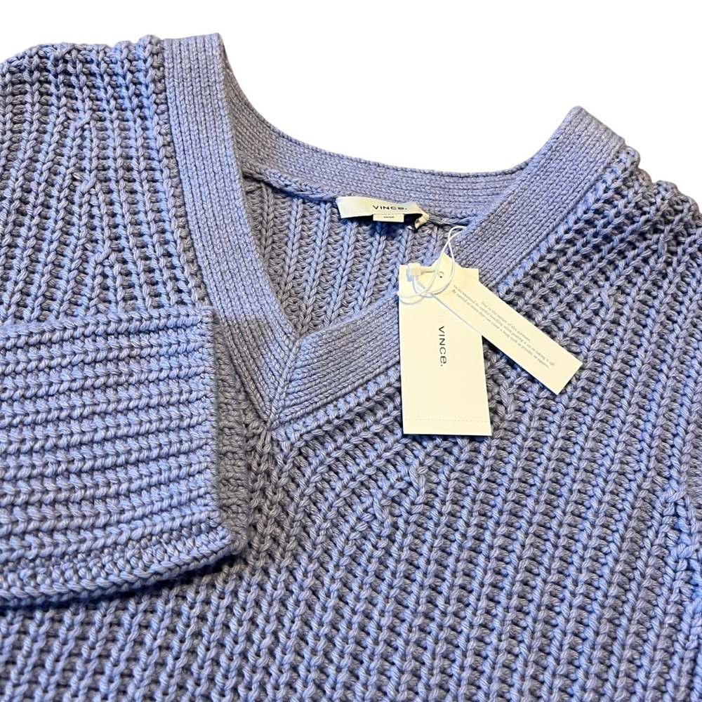 NWT Vince Women's Medium V Neck Knit Sweater Periwinkle Wool Cashmere Blend
